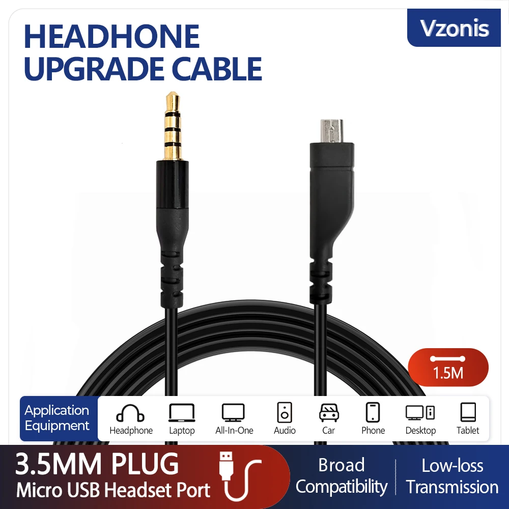 

Headphone Upgrade Cable Audio Replacement Line with 3.5MM to Micro USB Plug for Steelseries Arctis prime Arctis 3 5 7