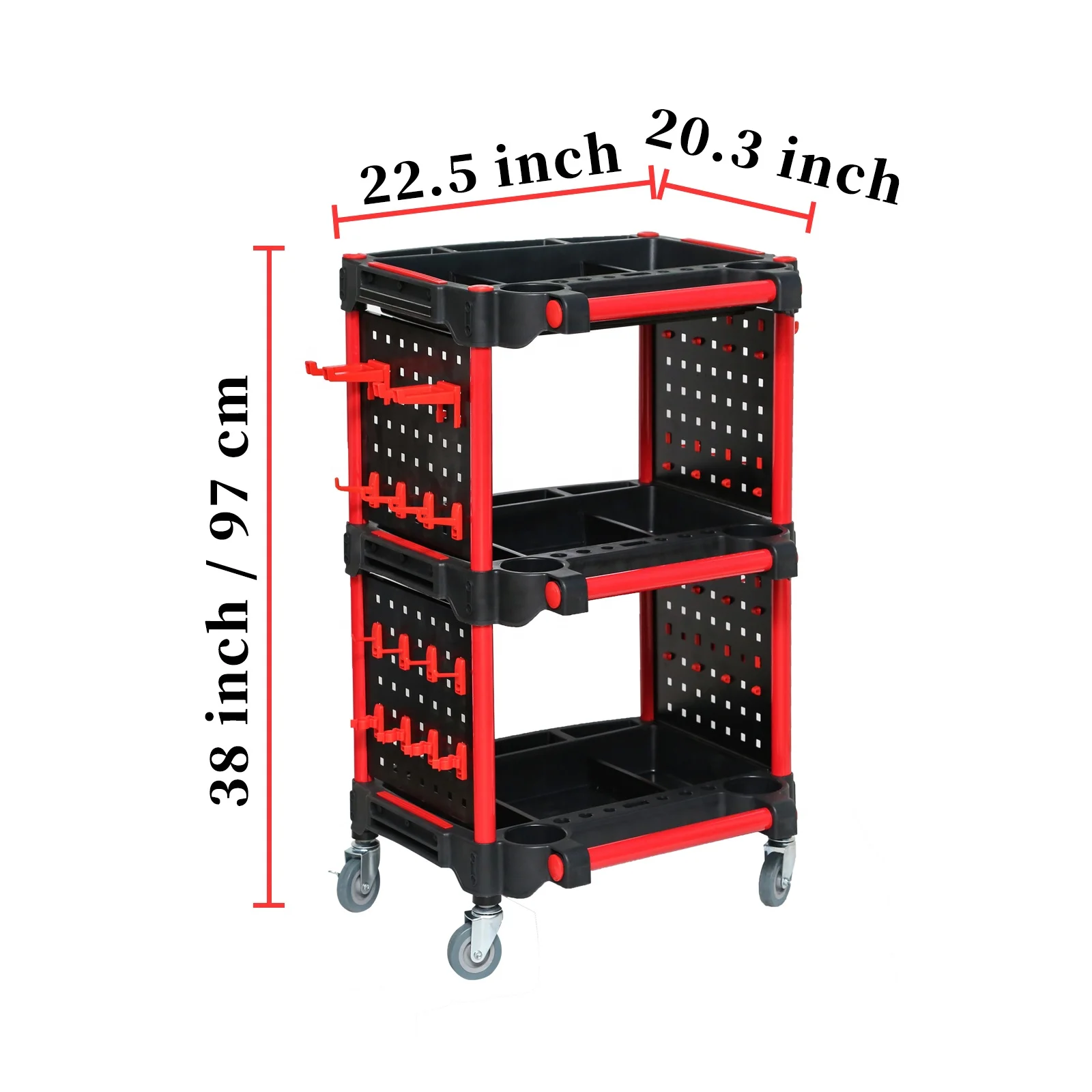 Auto Detailing Tool Cart With Tool Hanging Board-Car Detailing Organizer For Garage DIY Home Studio Projects,Classify And Store