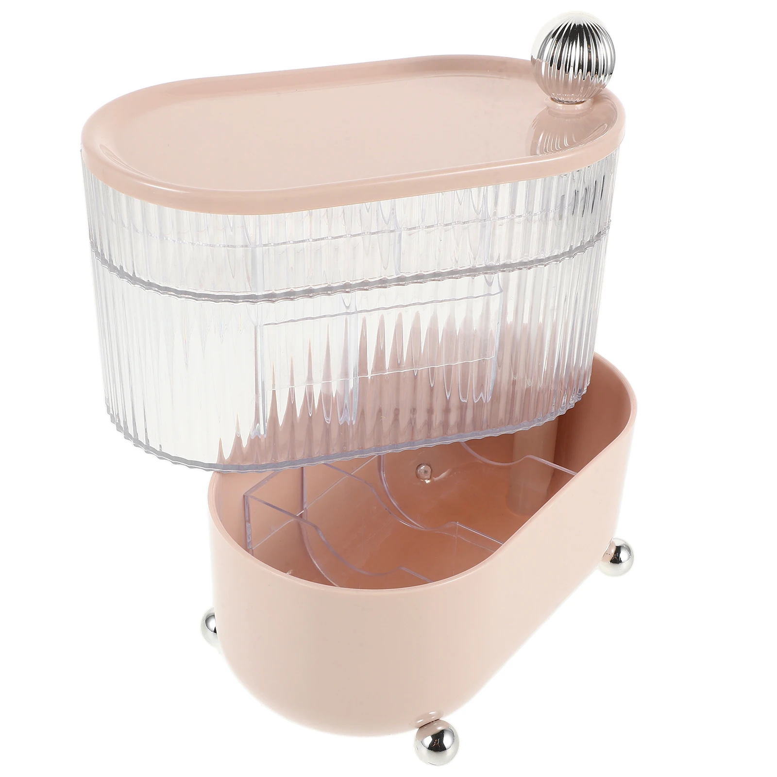 

Серьги для хранения ювелирных изделий, 3-слойный розовый акриловый органайзер для макияжа, вращающийся настольный держатель для ювелирных изделий, аксессуаров для волос