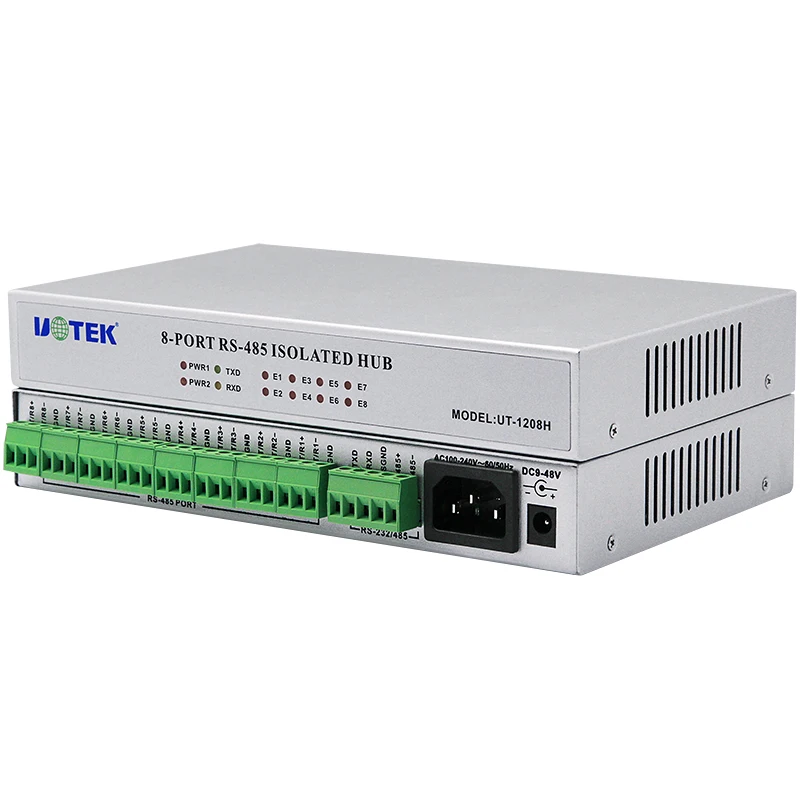 RS-232/RS-485 to 8 Ports RS-485 Hub, Supports Short Circuit, Open-circuit Protection RTS UT-1208H