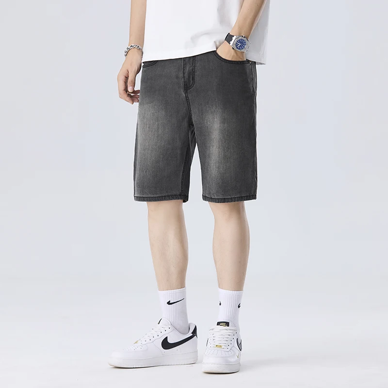 الصيف رقيقة الدنيم السراويل الرجال ليوسيل مستقيم تنفس واسعة الجينز موضة Vintage الذكور شخصية سراويل قصيرة