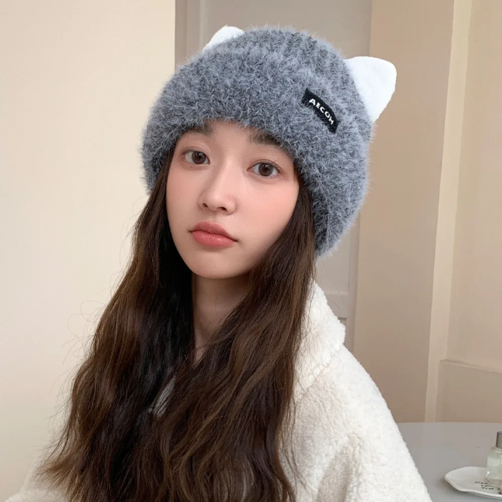 جديد آذان القط أفخم محبوك قبعة إلكتروني التصحيح الدفء الشتاء قبعة يندبروف قبعة قبعة الخريف