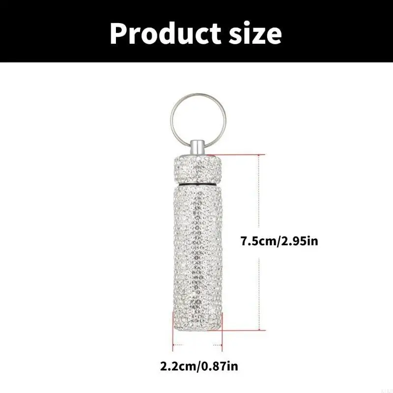 Compact Glitters Pills Mini Holder with Keychain Practical Pills Container for Camping and Travel - view 2