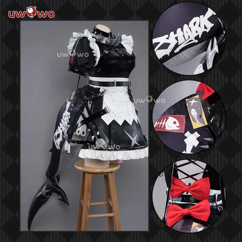 LQIN STOCK UWOWO 게임 Zenless Zone Zero 코스프레/ZZZ 코스프레 Ellen Joe 메이드 코스프레 의상 상어 꼬리 할로윈 의상