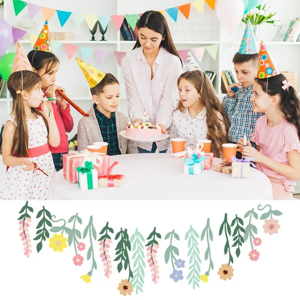 

Multicolor Double Sided Flower Banner Flower Leaves Paper Shopwindow Hanging Decoration Drop Ornament Floral Garland