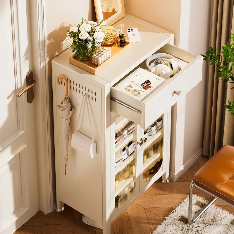 

Narrow shoe cabinet, storage cabinet, steel with drawers at home door
