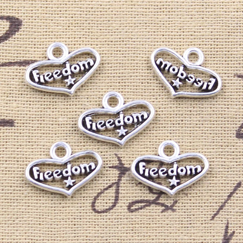 30 stücke Charms Herz Freiheit Stern 13x18mm antike silberne Farbe Anhänger DIY Handwerk machen Ergebnisse handgemachten tibetischen Schmuck