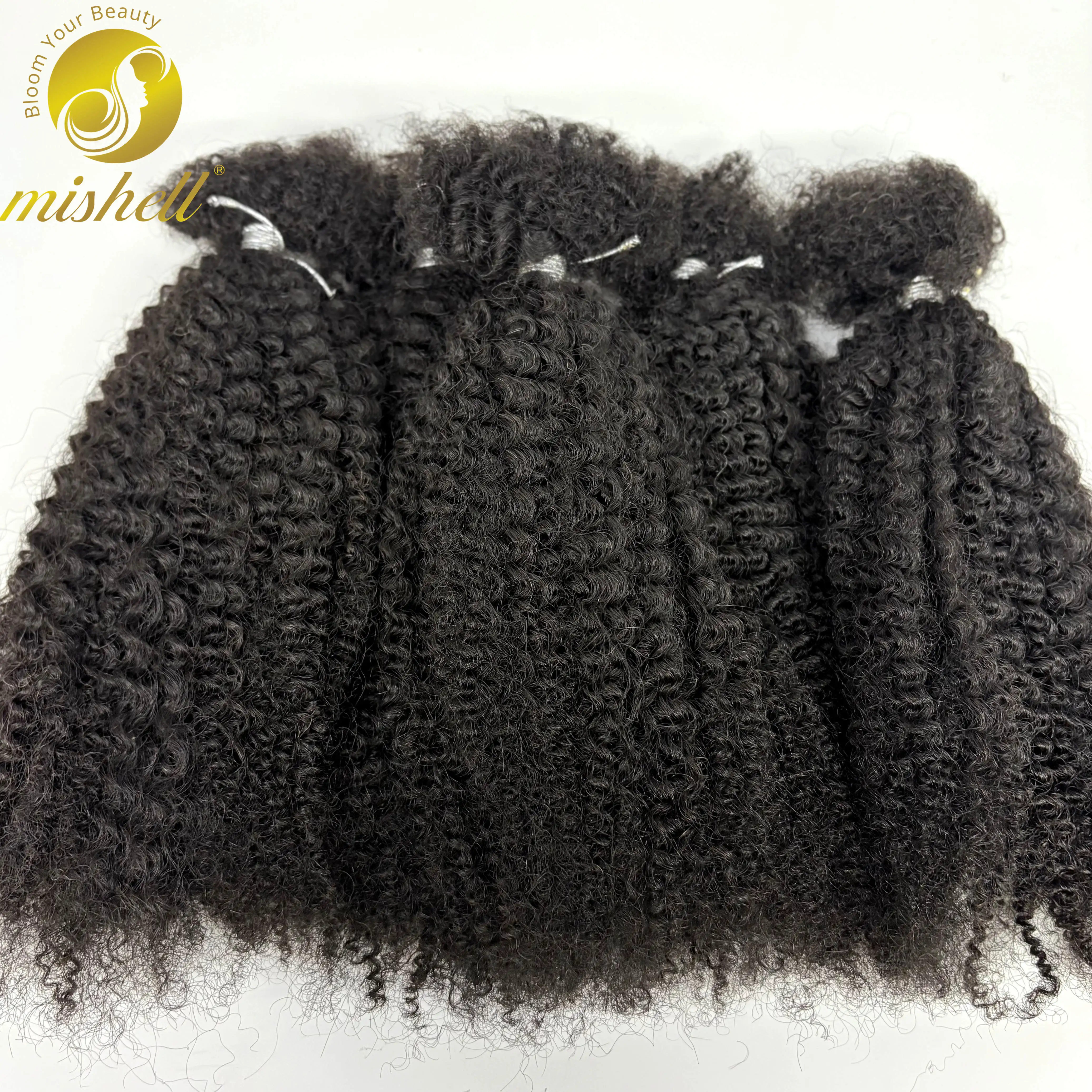 Afro Kinky Curly Human Hair Bulk Extension No Weft 30g/Bundle 16Inch for Permanent Micro Locs/Twists/Braids/Repair Locs
