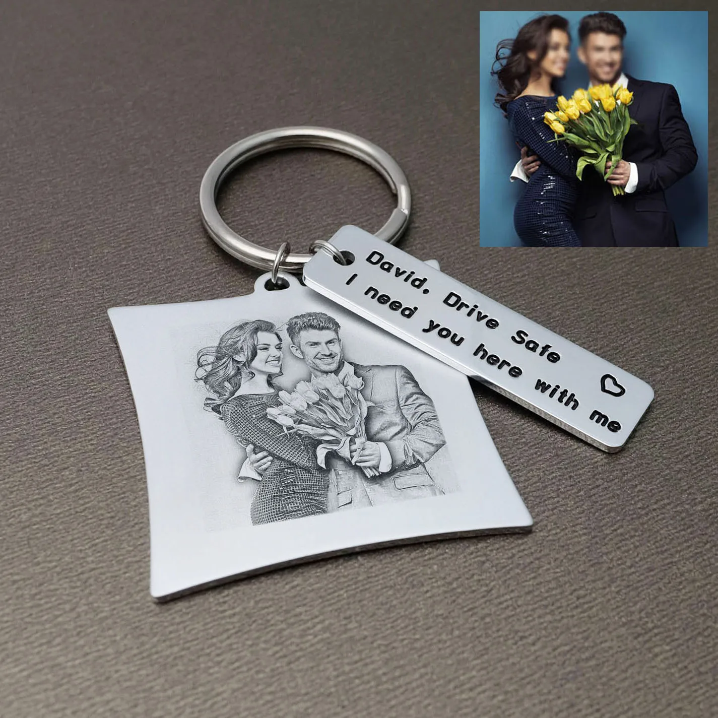 Personalized Picture Keychain, Custom Photo Keychain, Engraved Key Chain, Photo Keyring, Gift For Him, New Year Gifts