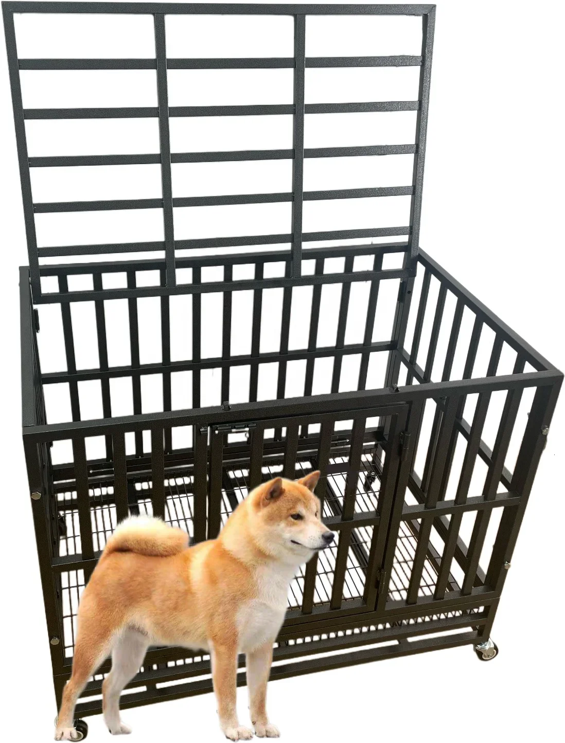 iron fence 37inch welded pet gates & pens Pet cages Heavy Duty Metal Basics Folding Metal Dog Crate cage  Panel dog kennel