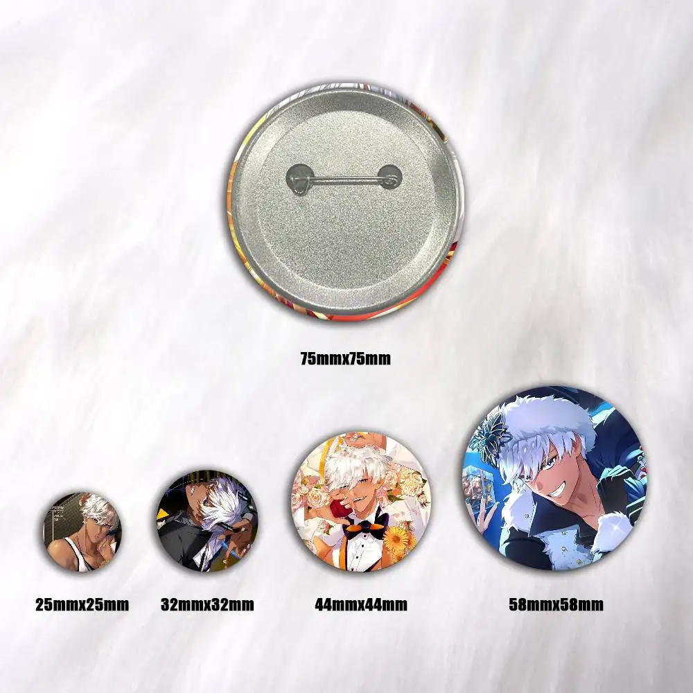 Obey Me Mammon Snap-in Pins Cartoon Character Round Creative Brooches for Backpack Accessories Jewelry Gifts