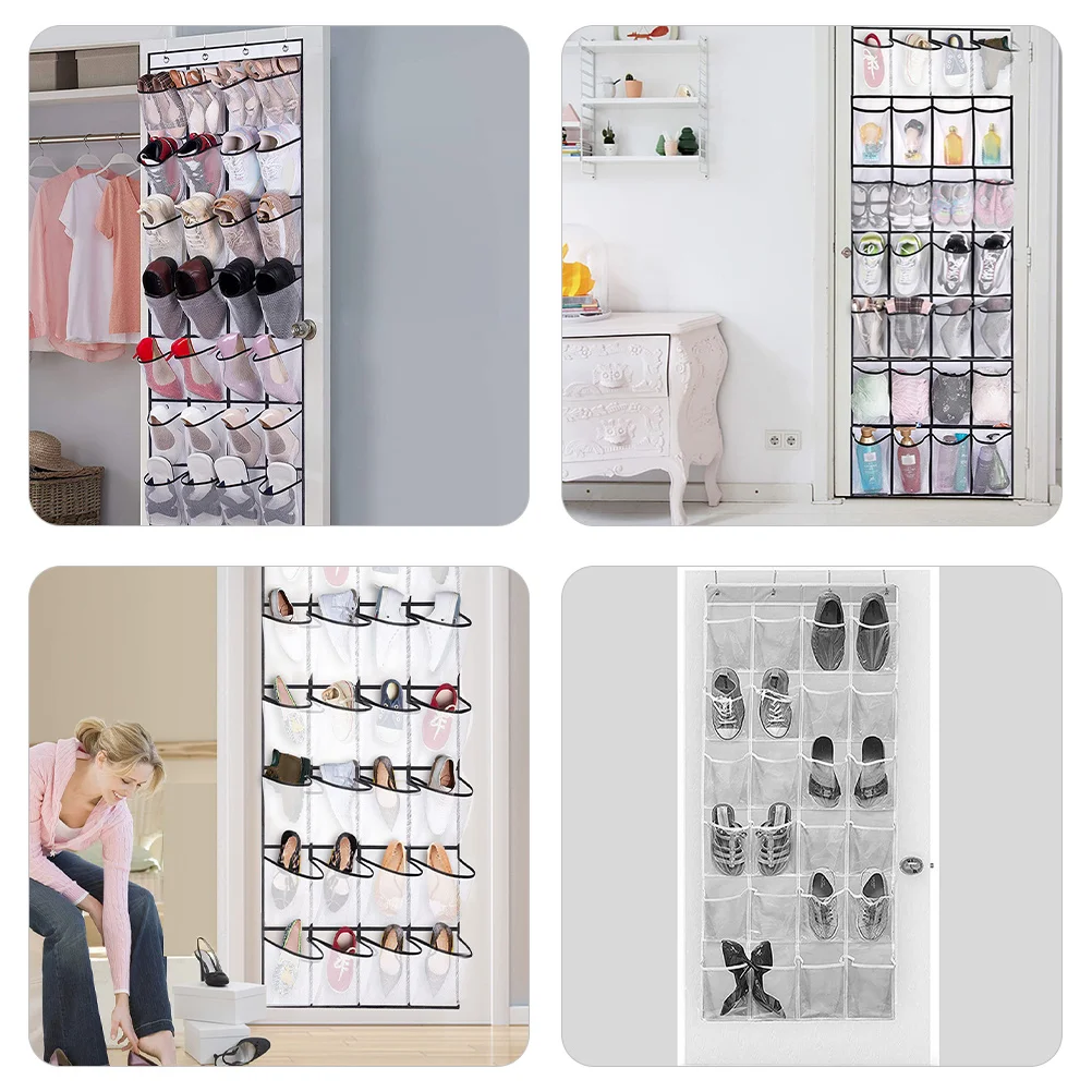 

1 Set 28-Grid Transparent Mesh Over The Door Shoe Organizer Storage Bag For Home Office Dormitory Multi-Layer Hanging Organizer