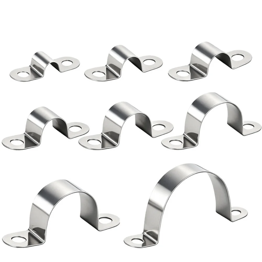 240Pcs Stainless Steel U Pipe Clamp Set 8-32mm Hose Clip Bracket Fastener For Water Electrical Conduit Tubing Plumbing Tool