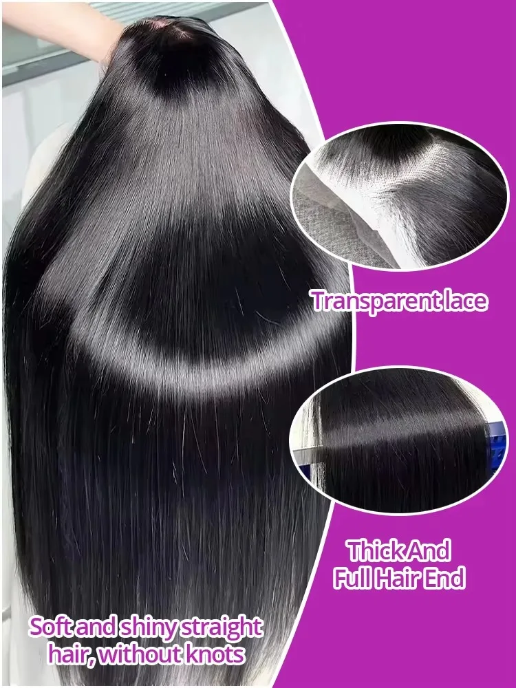 250% 40 Inch 13x4 13x6 Straight HD Frontal Wig Lace Front Human Hair Wigs For Women Transparent Brazilian Straight 5x5 Glueless Closure Natural Wigs