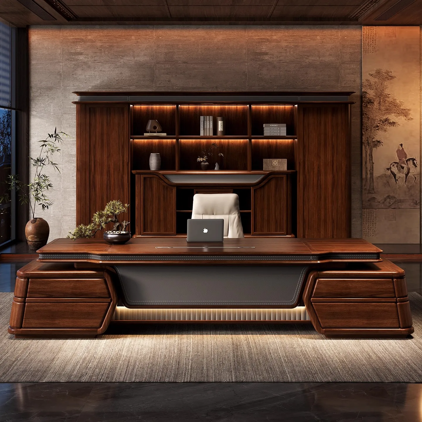 Hot Sale Luxury Professional Modern Wooden Office Desk Extendable Feature For Boss Manager Employee