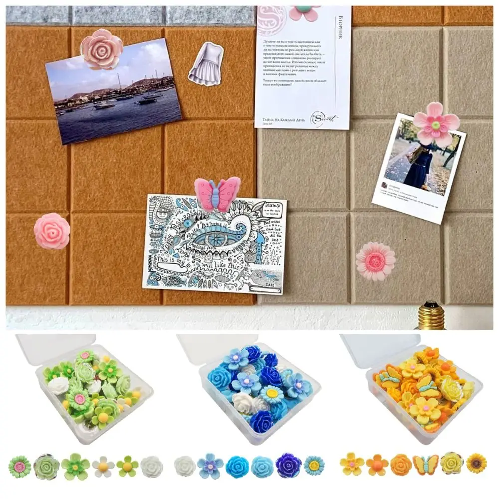 30Pcs DIY Butterfly Push Pins Creative 3D Thumb Tacks Multifunctional with Box Flower Pushpins School Stationery