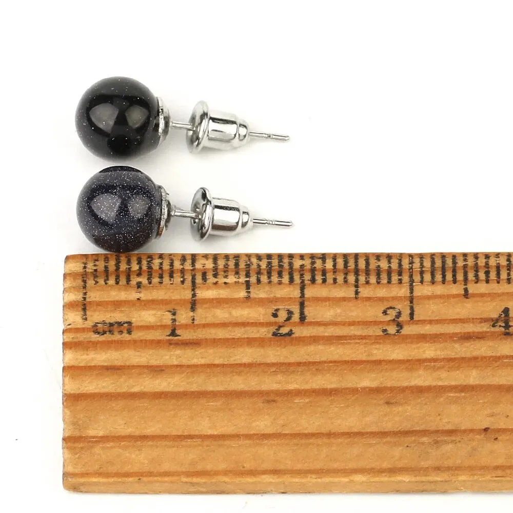 2pcs 8mm Round Natural Stone Stainless Steel Modern Earrings for Women Amethyst Tiger Eye Quartz Jewelry Accessories Men Earring