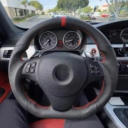 Full Leather Steering Wheel For BMW E90 E91 E92 E93 E89 328i 335i 325i 2005-2012 Steering Wheel Flat Bottom With Paddle Holes