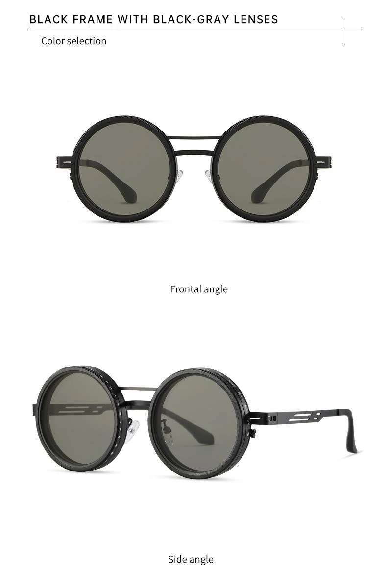 Polarisierte Runde Steampunk ND9 Verstellbare Dimm-Sonnenbrille für Herren 2026 Luxusmarke Punk Angeln Blendschutz Fahr-Sonnenbrille – Detail 14