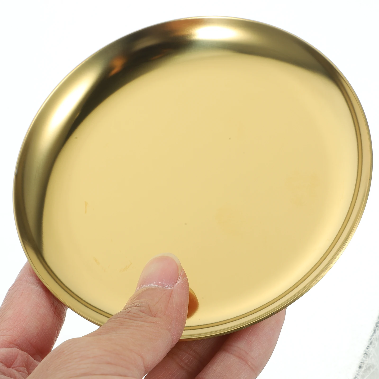 علبة مجوهرات معدنية مستديرة طبق من الفولاذ المقاوم للصدأ إكسسوارات على الطراز الشمالي حامل حلقة القرط منظم سطح المكتب لوحة حلية