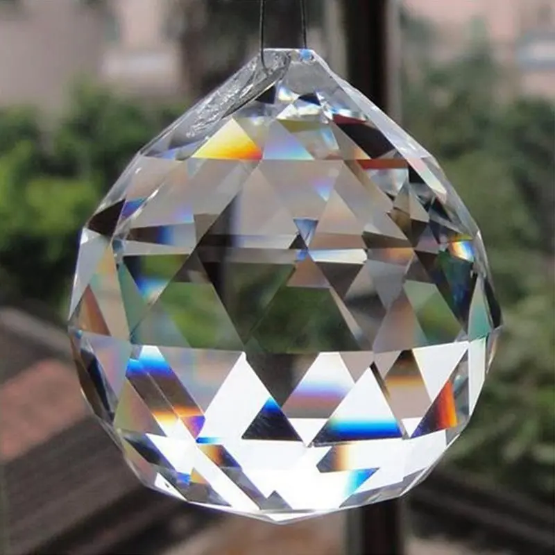 Clear 40mm Faceted Glass Crystal Ball Prism Chandelier Crystal Parts Hanging Pendant Lighting Ball Suncatcher Wedding Home Decor