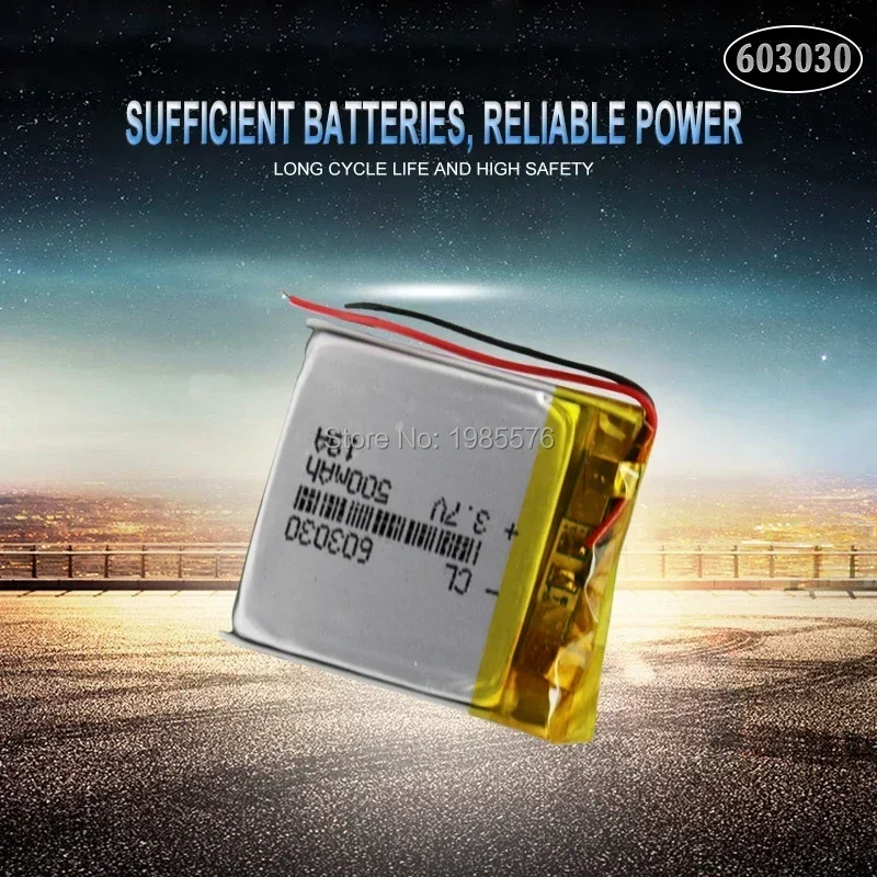 603030 3.7V 500mAh Lithium Polymer Li-Po li ion Rechargeable Battery For toys speaker Tachograph GPS Bluetooth Lipo cell