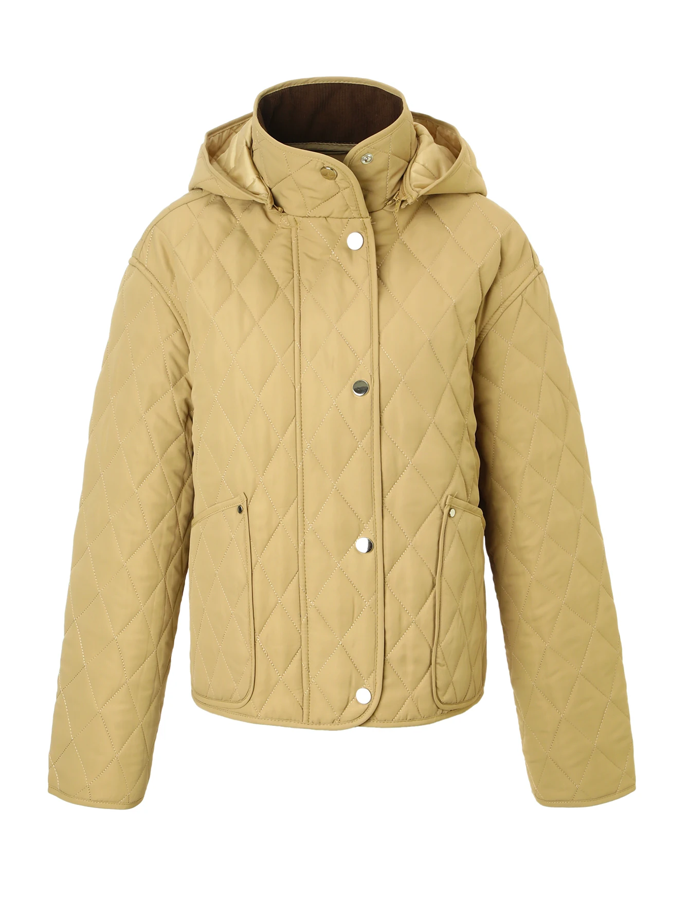 

Women's Detachable Hood Long Padded Coat - Stand Collar & Waist Belt 3 Colors Fall-Spring ⚡