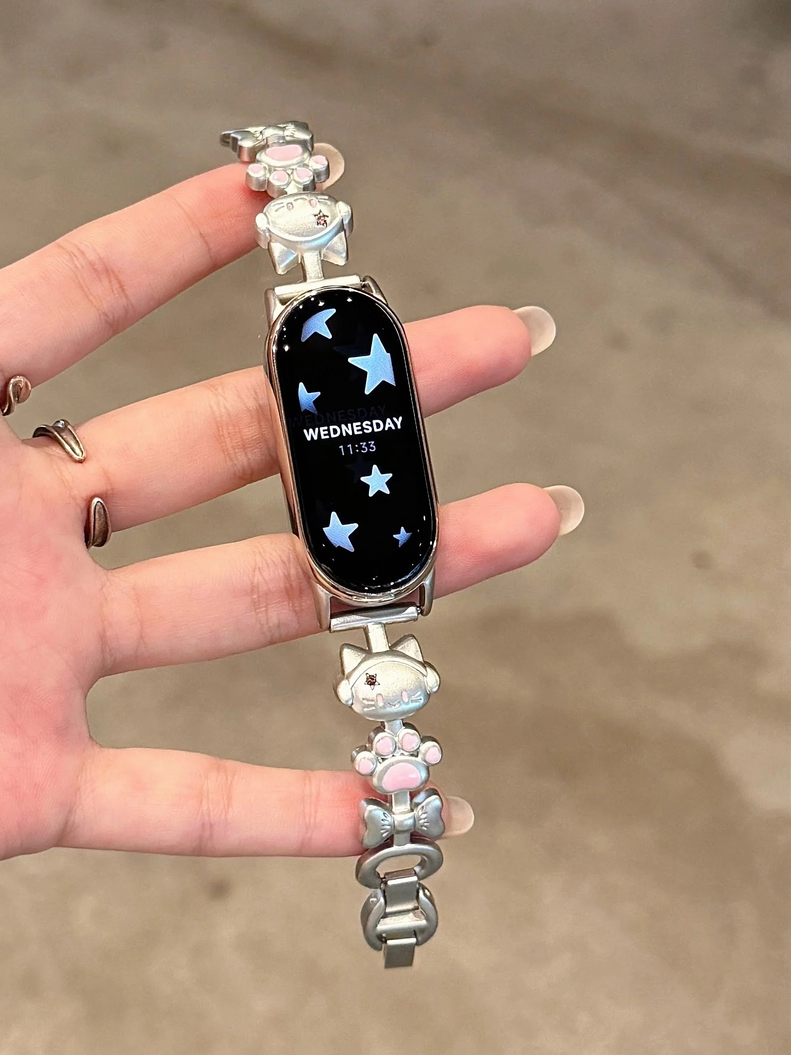 

Cute Cat Metal Strap Suitable Xiaomi Band 8Pro/9Pro，For Mi band 3/4/5/6/7，8/8NFC/9/9NFC/10/10NFC，For Redmi Watch5/4