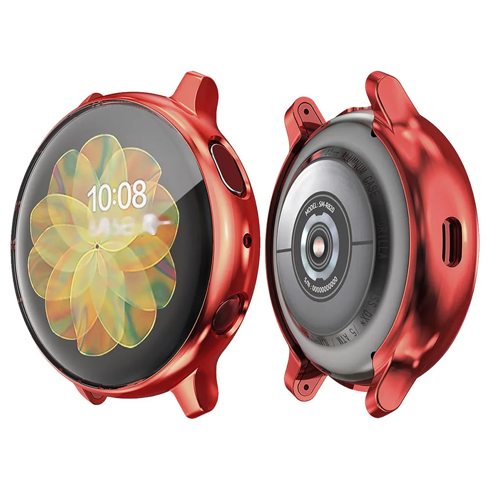 Electroplate Watch Cover Protective Frame Case Compatible 2 Red 40Mm Anti-Scratch Smartwatch Side Corner