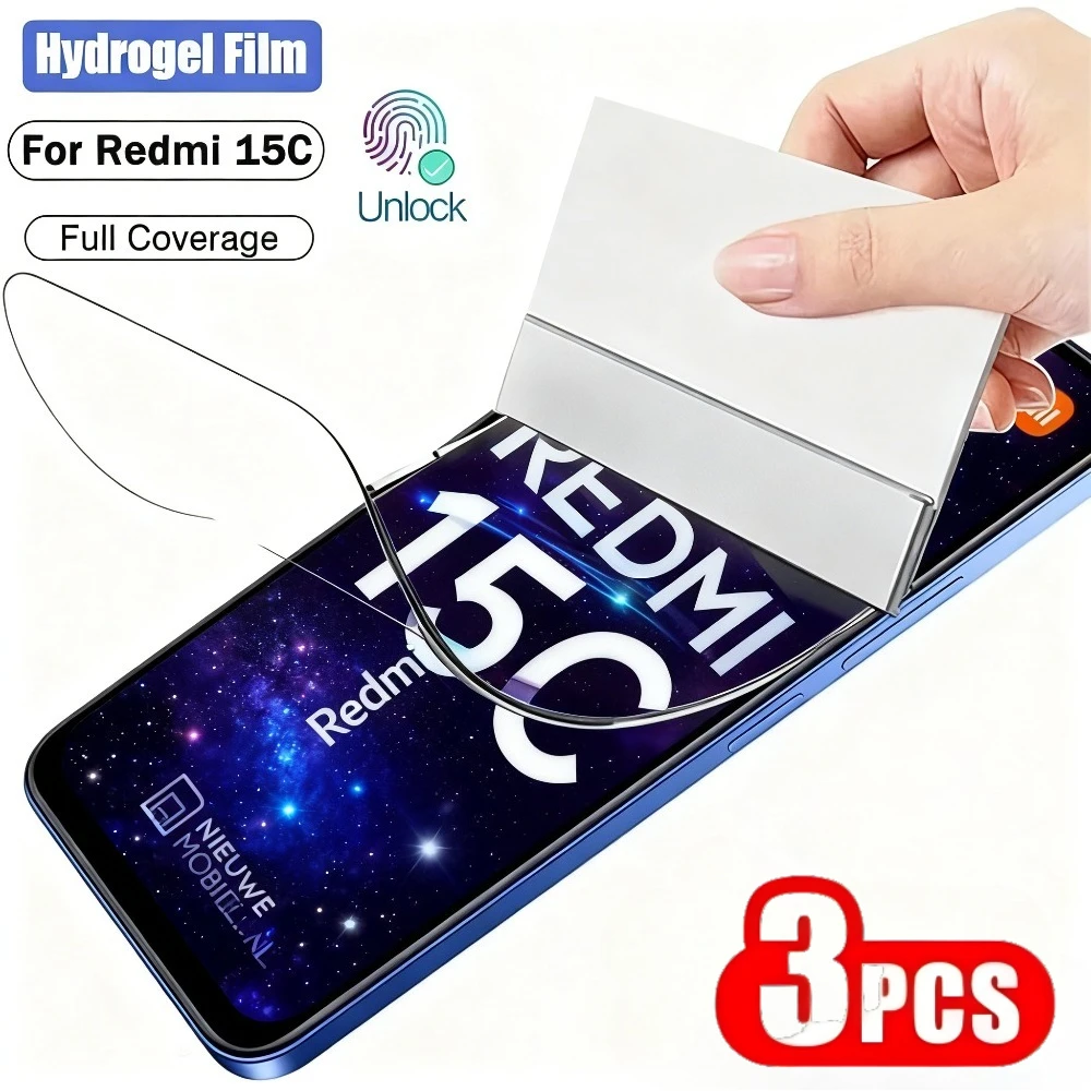 

3 шт. высокопрозрачная гидрогелевая пленка для Redmi 15C 15 14C 13C 12C 10A 9A Защитная пленка для экрана Redmi Note 15 14 13 Pro Plus 12 11 10 Pro