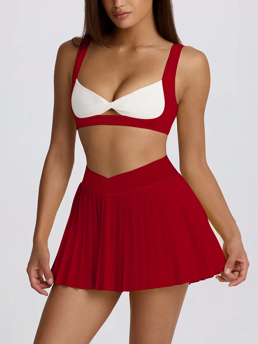 

Casual pleated skirt breathable fake two-piece quick-drying anti-glare running sports high-waisted fitness short skirt tennis