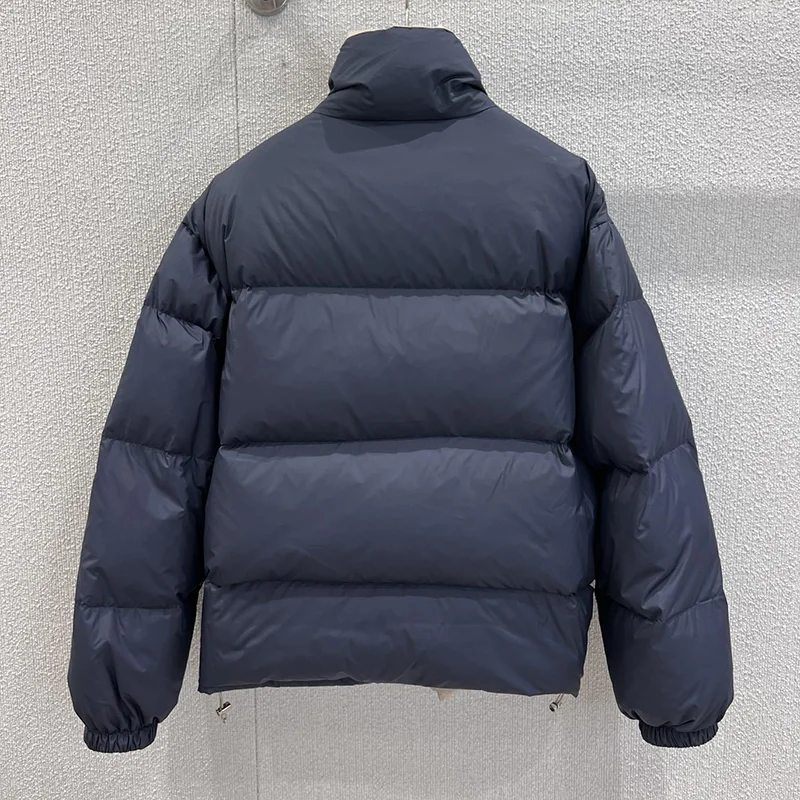 高品質の女性用ツートンカラーのリバーシブルコットンコート、ジッパー、シングルボタン、スタンドカラー、ホワイトグースダウンジャケット 25919143