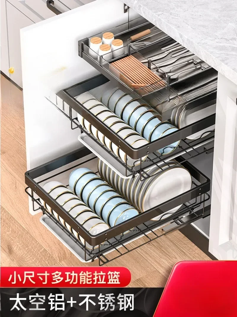 Small Size Pull Basket Kitchen Cabinet 450 Cabinet 400 Dishes 350 Bowl Basket Double Drawer 500 Narrow Cupboard