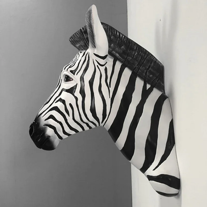 Inspirational breaking the creative 3D through the wall zebra head wall hanging decoration agritainment attractions art wall