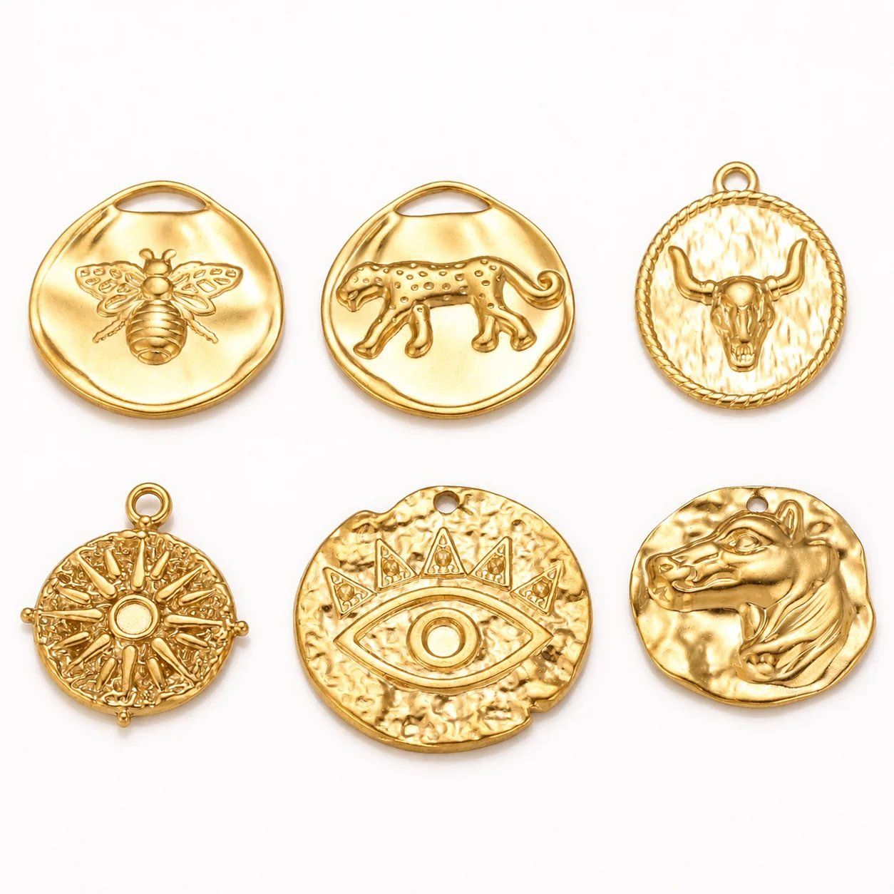 3Pcs Cheetah/Bull/Horse Charms Stainless Steel 3D Animal Leopard Cow Pendant DIY Jewelry Making Earring Bracelet Dangle Supplies