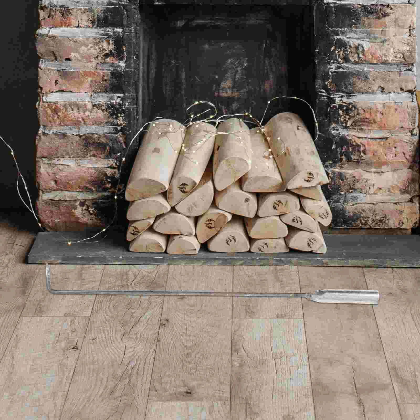 Gancho de carbón para barbacoa, herramienta de chimenea para fogatas al aire libre, estufa de carbón, herramientas de póquer, mango largo de hierro para el hogar