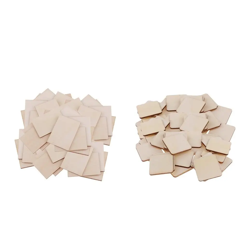 Wooden Creativity Rectangle Wood Block for Scrapbooking Wooden Designer 3D Embellishment Plaque for Children's Crafts