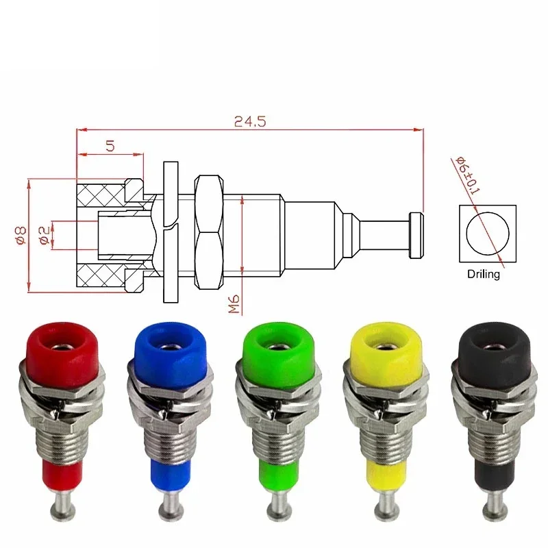 10PCS 2mm Banana Socket 2mm Test Socket Panel Socket Safety  with 2mm Banana Plug Connector
