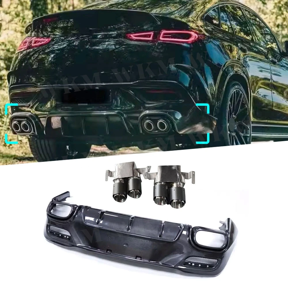 

For Benz GLE Class C167 GLE350 GLE53 For AMG Sport Coupe 2020-2024 Rear Bumper Lip Diffuser With Exhaust tips Exterior Parts FRP