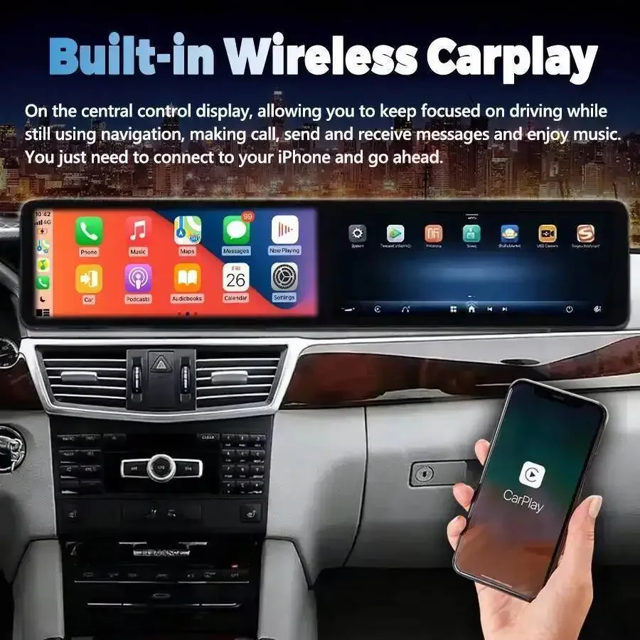 

24.6 inch Qualcomm Multimedia Player For Mercedes Benz E Class W207 W212 2009-2015 Radio Carplay Stereo Head Unit GPS LHD RHD