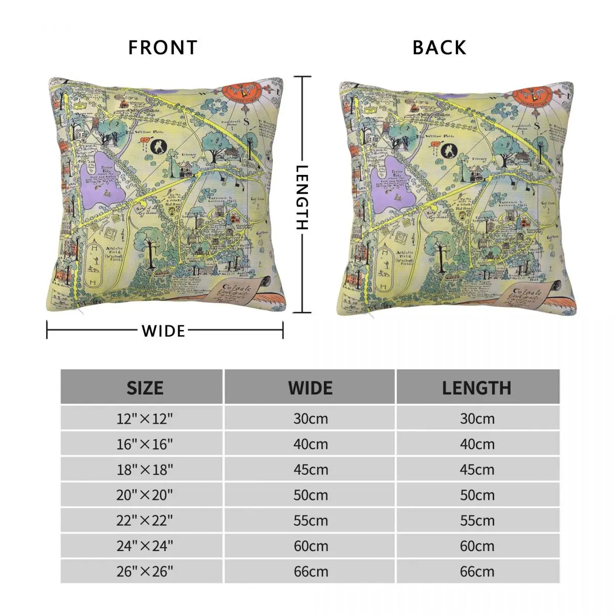 Colgate University Map Ny Square Pillowcase Polyester Linen Velvet Printed Zip Decor Pillow Case Sofa Cushion Case