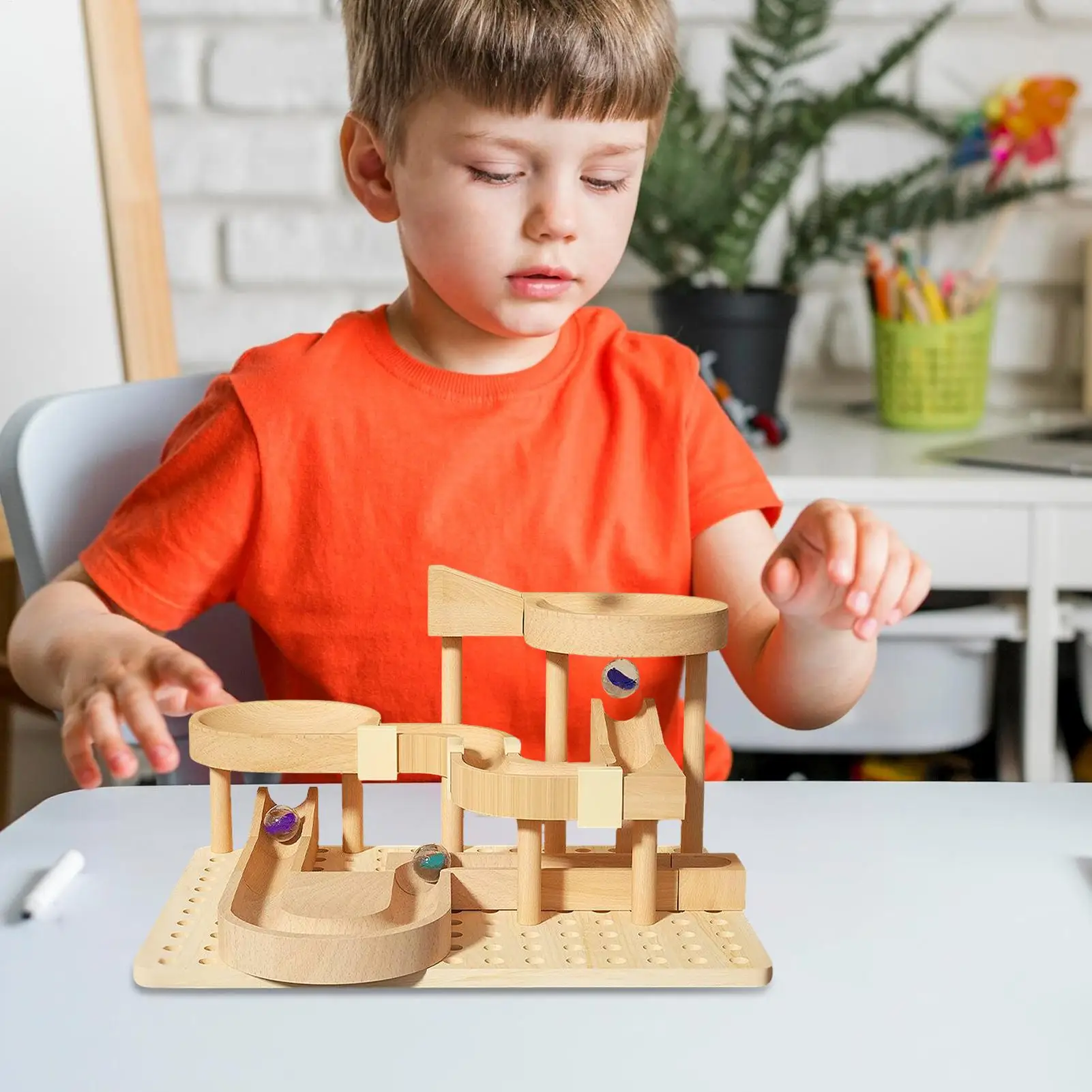 

Мраморная гоночная трасса, деревянные забавные развивающие игры, мраморный лабиринт, гоночная трасса, STEM игрушки для мальчиков, девочек, детей, класс, домашняя школа