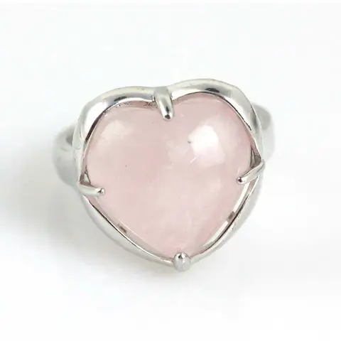 Anel de cristal coração para homens e mulheres, ametista natural, quartzo rosa, lápis-lazúli, pedra ágata aventurina, anel de dedo ajustável para meninas