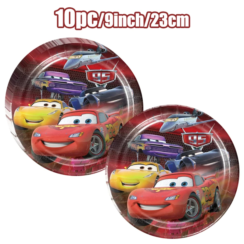 New Disney Cars Birthday Party Decoration Cartoon Lightning Mcqueen Them Birthday Paper Plate Napkins Cup Balloon Event Supplies