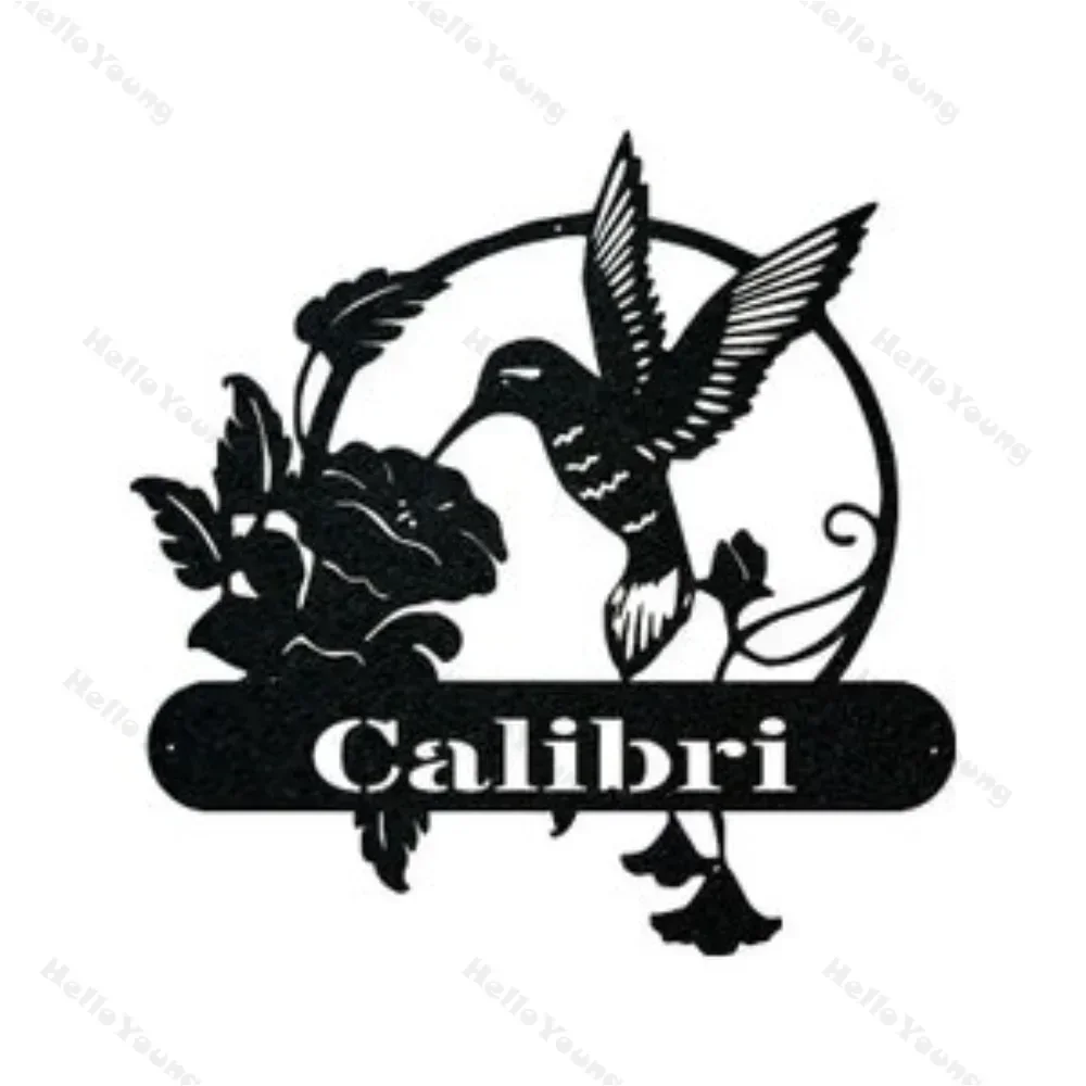 Personalized Metal Garden Decor, Showcasing Hummingbird. A Custom Sign with Floral Beauty, Adding Charm To Outdoor Feature.