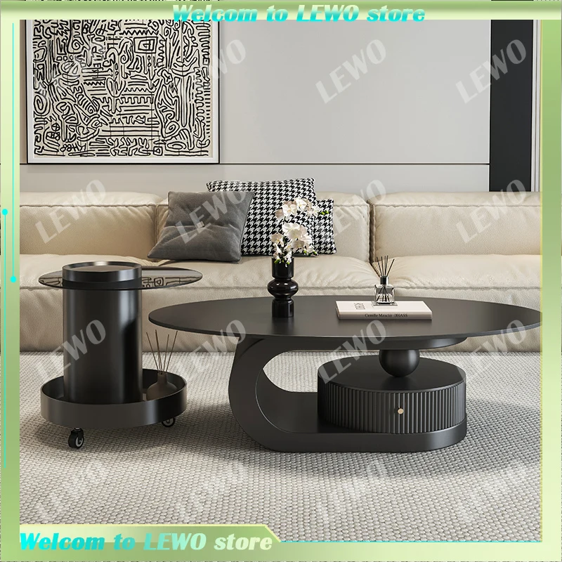 

Designer Minimalist Oval Luxury Creative Rock Slab Coffee Table For Living Room Home Small Apartment Modern Simple High-End Feel