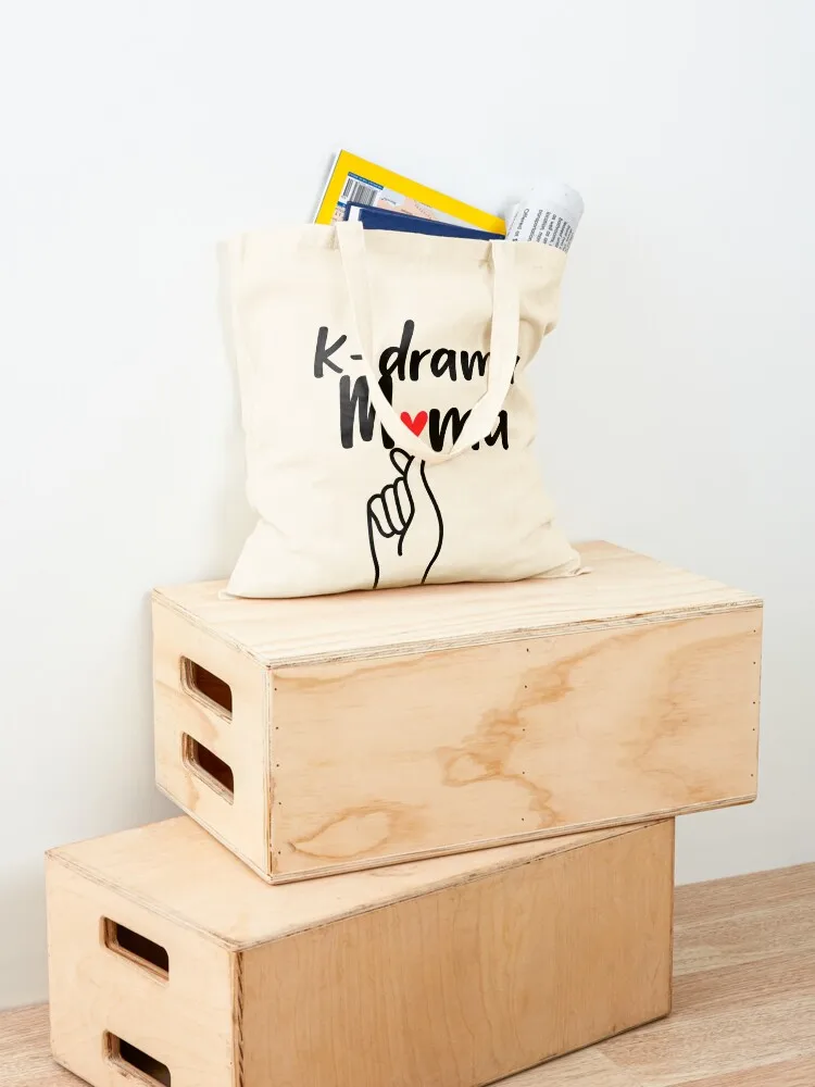 Kdrama Mama Fingerheart Black Lettering Tote Bag Women's bag shopper bag women the tote