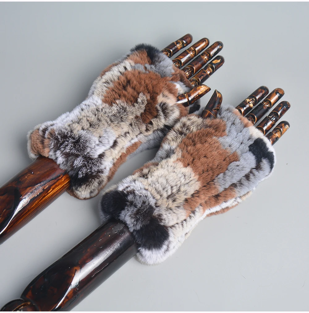 Lady Winter 100% Natural Real Rex Rabbit Fur Glove Women Soft Rex Rabbit Fur Glove Foashion Warm Knitted Genuine Fur Gloves