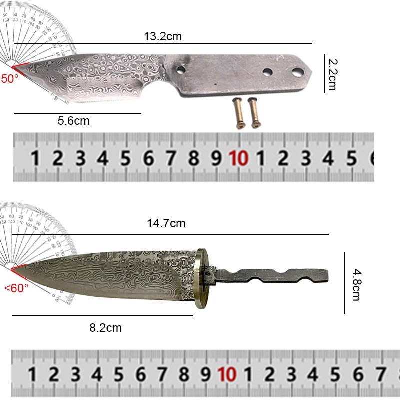 Hand Forged Damascus Steel Knife Blanks Fixed Blade Utility Knife Blade DIY Crafting Knife EDC Cutter outdoor Tools view 5