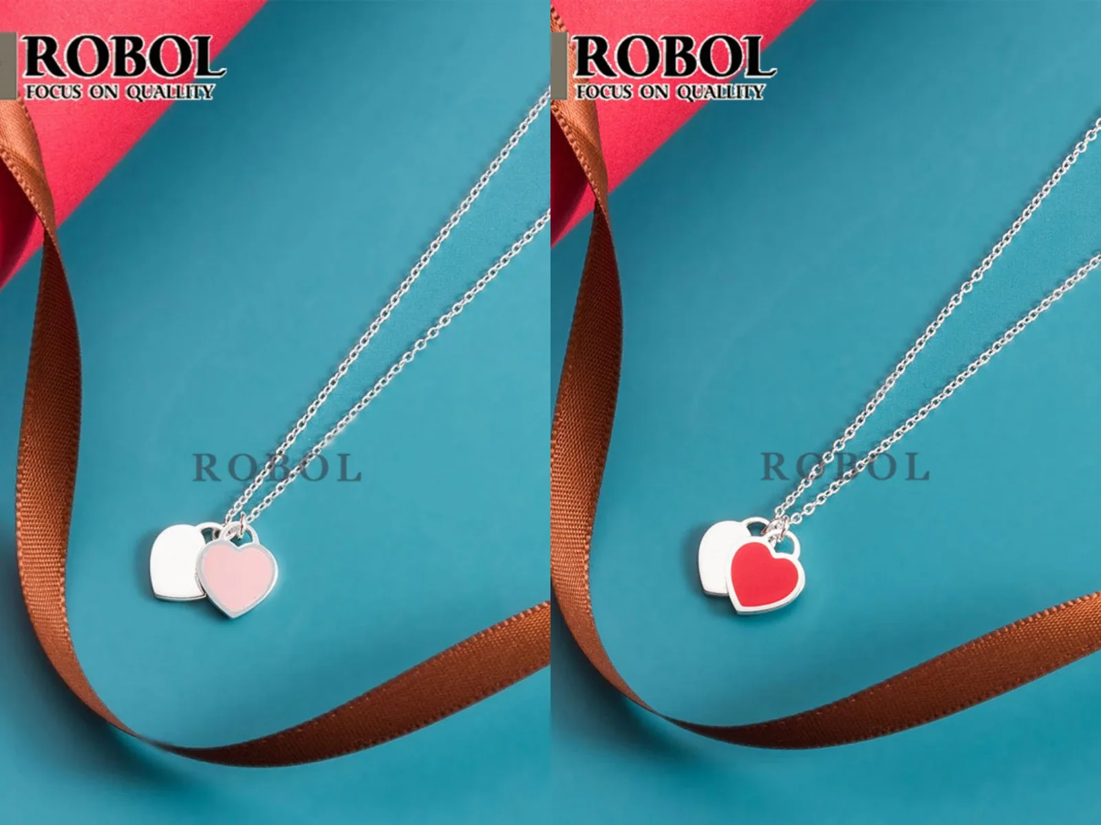 s925 romantic love double heart pendant necklace female simple temperament elegant design female gift